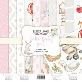 10 papiers scrapbooking 20 x 20 cm fabrika decoru boho baby girl