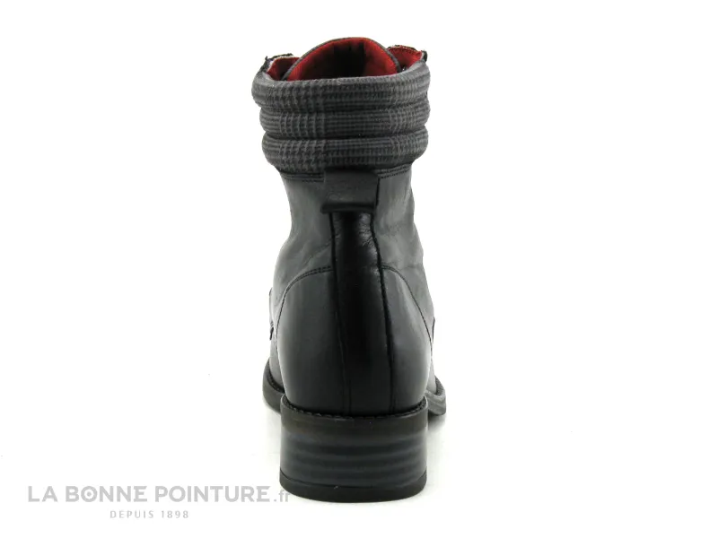 Achat chaussures Moran's Femme Boots, vente Morans SALIXO Noir - Bottine a lacet Femme - Haut carreaux gris