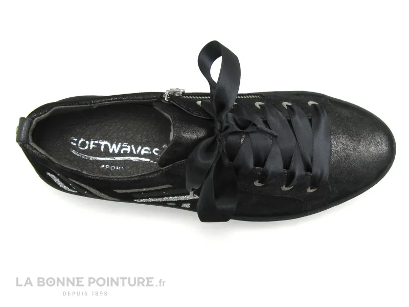 Achat chaussures Softwaves Femme Basket, vente Softwaves 7-55-23 Stary Black - California - Sneakers noir brillant