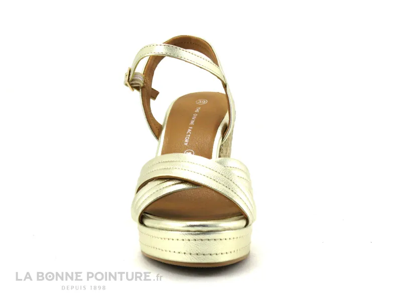 Achat chaussures The Divine Factory Femme Sandale et Nu-pieds, vente The Divine Factory  QL4622 Or - Sandale doree talon haut co