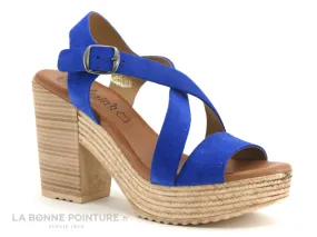 Achat chaussures Valeria's Femme Sandale et Nu-pieds, vente Valerias 5210 - Nu-pieds bleu - talon haut et large