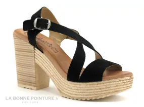 Achat chaussures Valeria's Femme Sandale et Nu-pieds, vente Valerias 5210 - Nu-pieds noir - talon haut et large