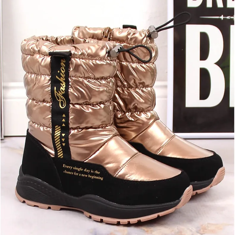 BM Bottes de neige isolées en laine d'agneau or Miss d'or