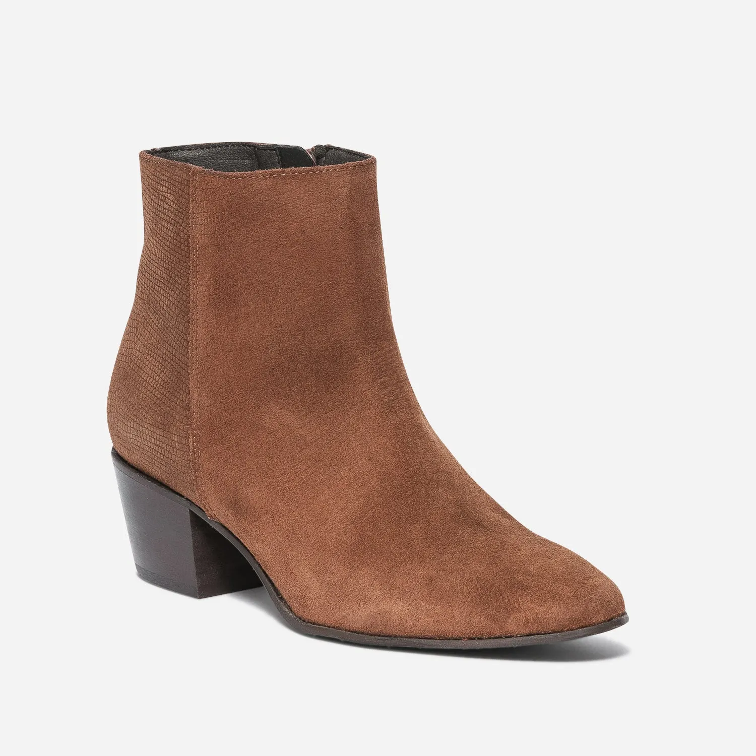 Boots TEXTO rouille éco-conçu cuir velours embossé - Boots / bottines Femme | ERAM