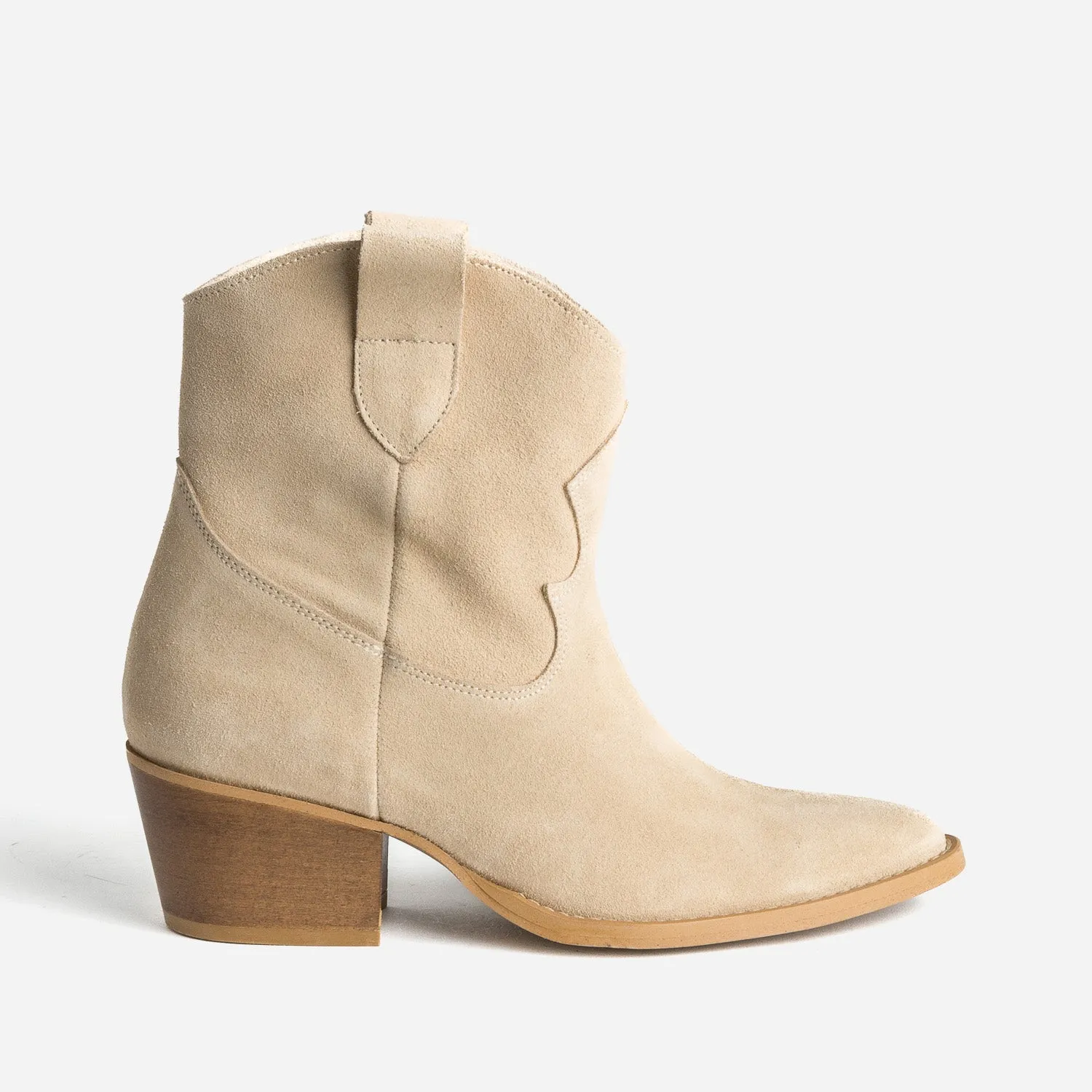 Boots Western TEXTO beige cuir velours éco-conçu - Boots / bottines Femme | ERAM