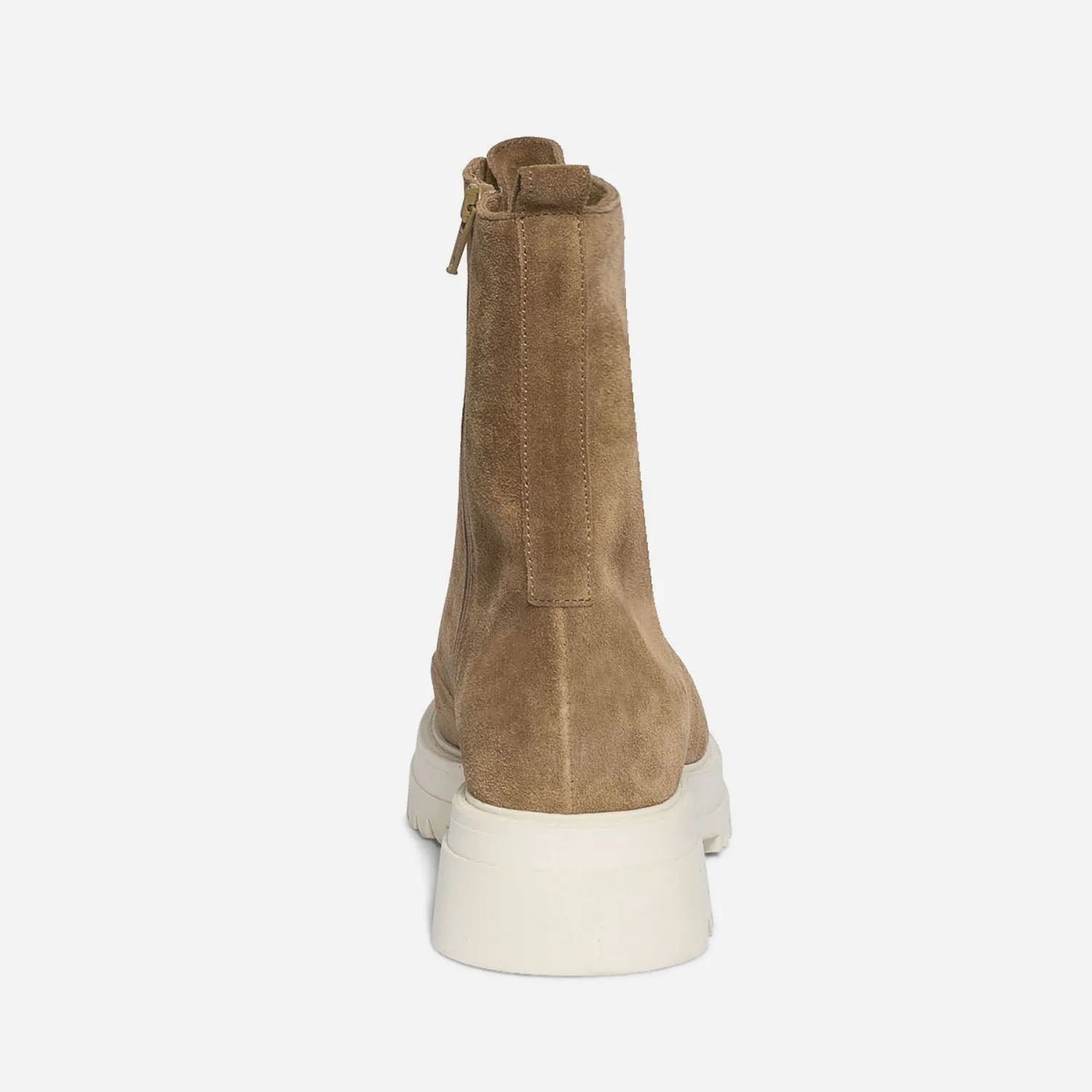 Boots à lacet TEXTO beige en cuir velours - Boots / bottines Femme | ERAM