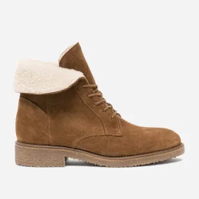 Bottine camel en cuir velours fourré - Boots / bottines Femme | ERAM