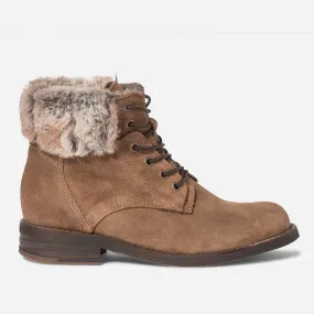 Bottine camel fourrée en cuir velours - Boots / bottines Femme | ERAM