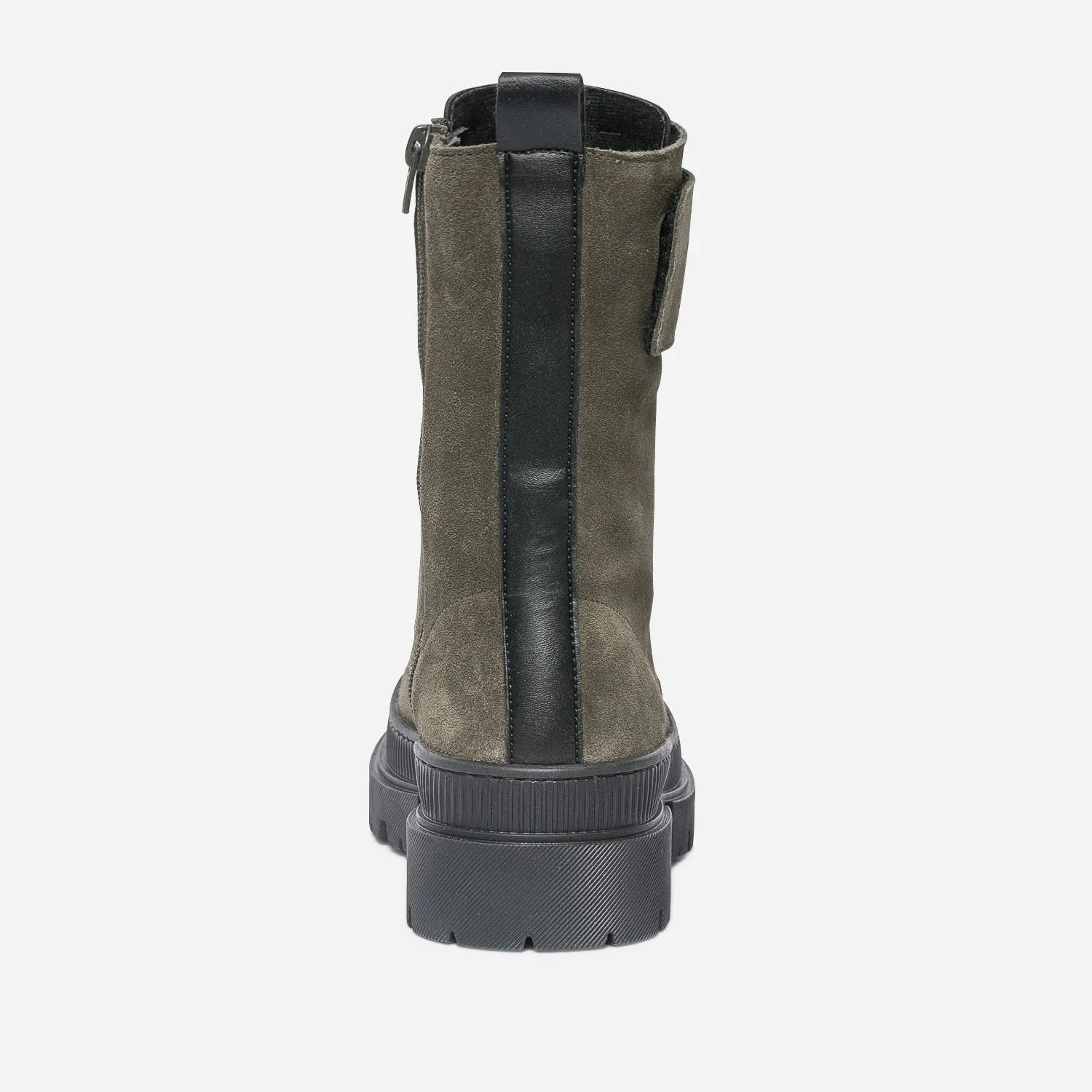 Bottine TEXTO kaki éco-conçue cuir velours - Boots / bottines Femme | ERAM