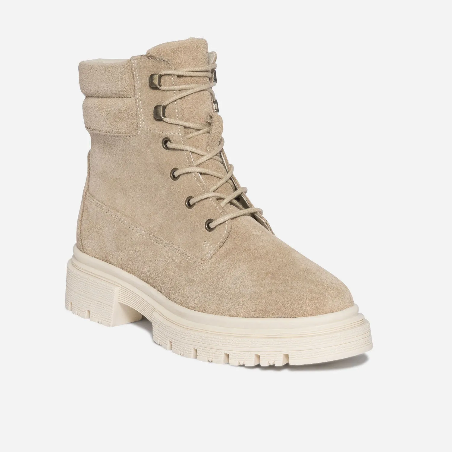 Bottine TEXTO taupe éco-conçue en cuir velours - Boots / bottines Femme | ERAM