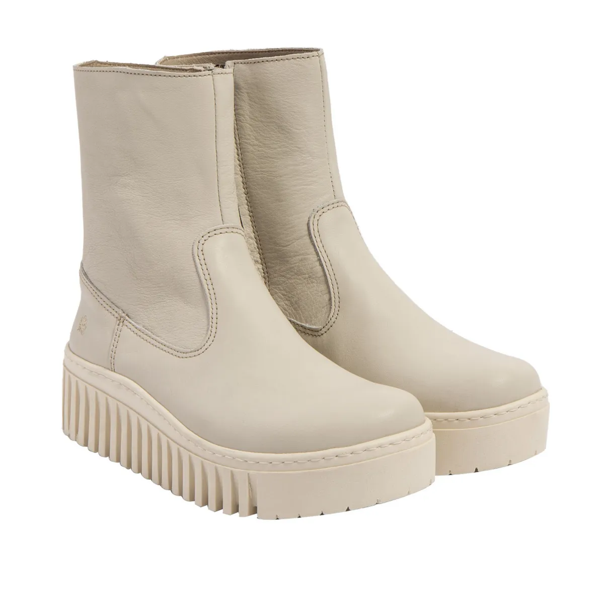 Bottines plateforme en cuir - Beige