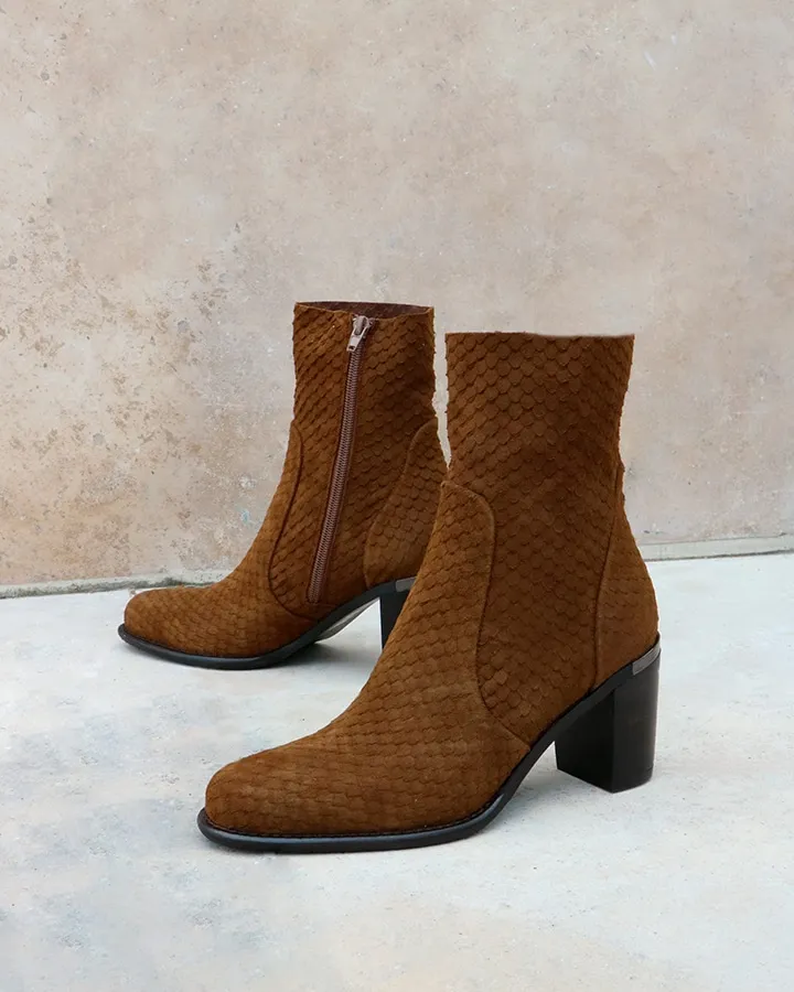 Bottines Velours Marron Femme à talon | Fara | Adige Chaussures
