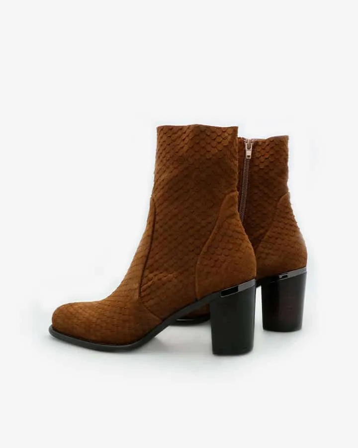 Bottines Velours Marron Femme à talon | Fara | Adige Chaussures