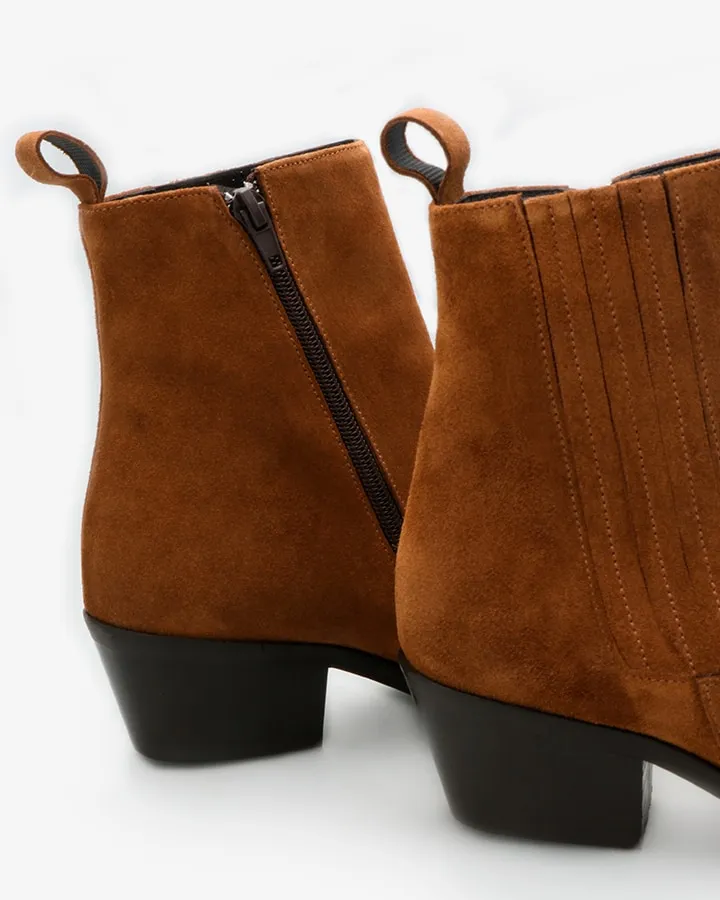 Bottines Western Velours Camel Femme | Julie | Adige Chaussures