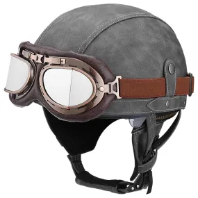 Casque De Moto classique, rétro, demi-couture, lunettes en cuir Sparta