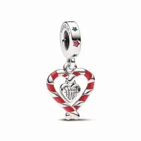 Charm Pendant Noël Double Cœur en Sucre d’Orge - Pandora Moments  | 3 Suisses