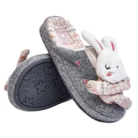 Chaussons Lapin Semelles Épaisses Enfant Gris Dasca