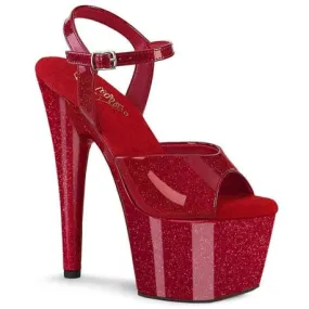 Chaussure pole dance rouge rubis vernie à paillettes talon 18 cm Pleaser