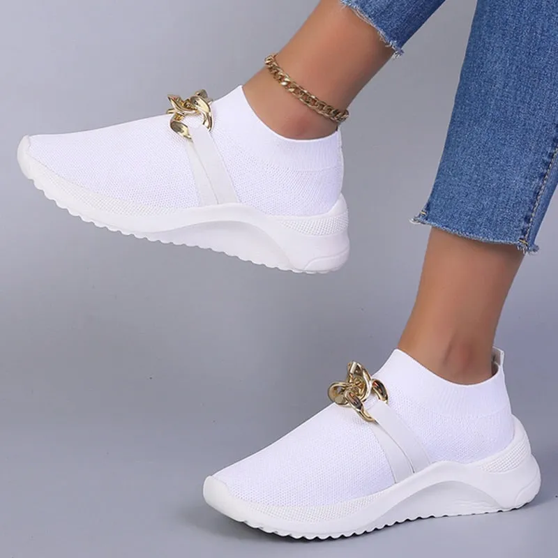 Chaussures orthopédiques décontractées sans lacet blanc pour femmes - Lucya