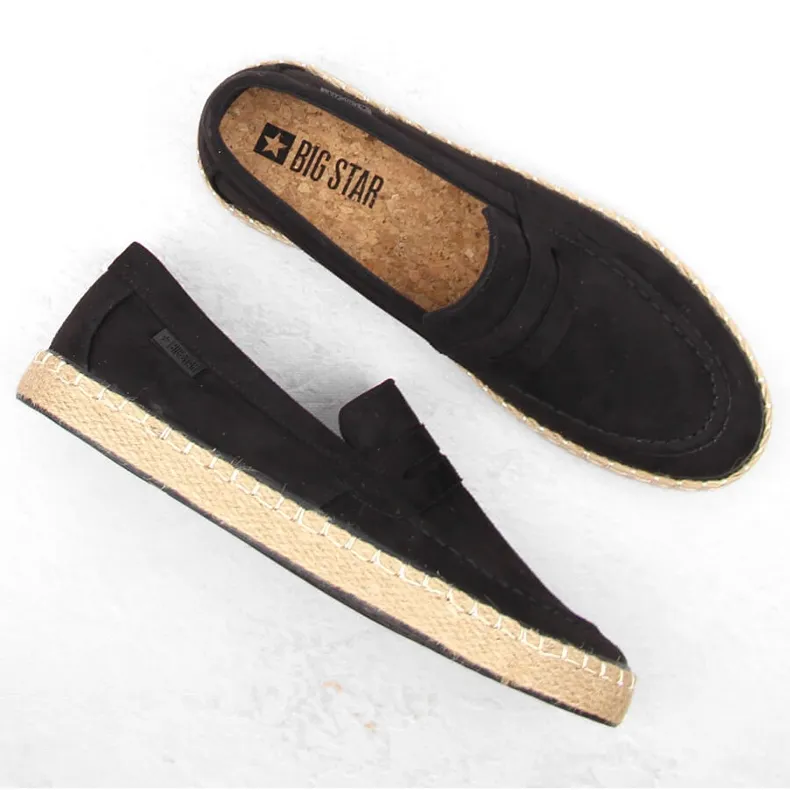 Chaussures pour hommes, mocassins espadrilles à enfiler, noir Big Star NN174046 le noir