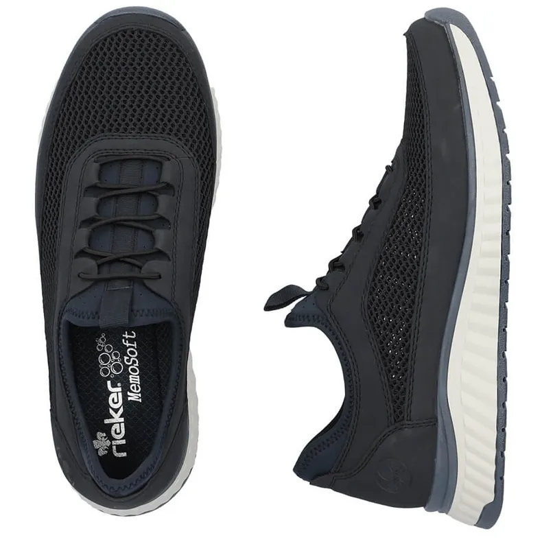 Chaussures à enfiler ajourées confortables pour hommes, bleu marine, Rieker B0655-14