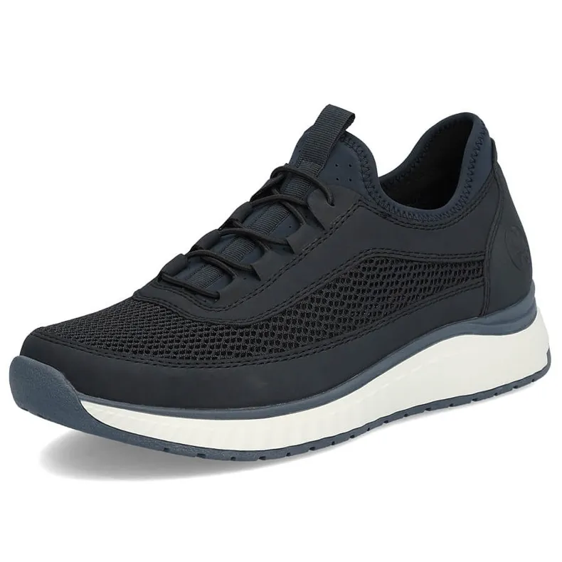 Chaussures à enfiler ajourées confortables pour hommes, bleu marine, Rieker B0655-14
