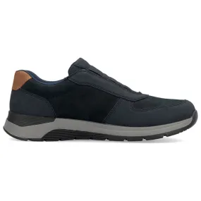 Chaussures à enfiler confortables en cuir pour hommes, bleu marine, Rieker 39652-14