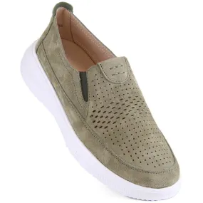 Chaussures à enfiler de sport ajourées en cuir pour femme, vertes T.Sokolski 278