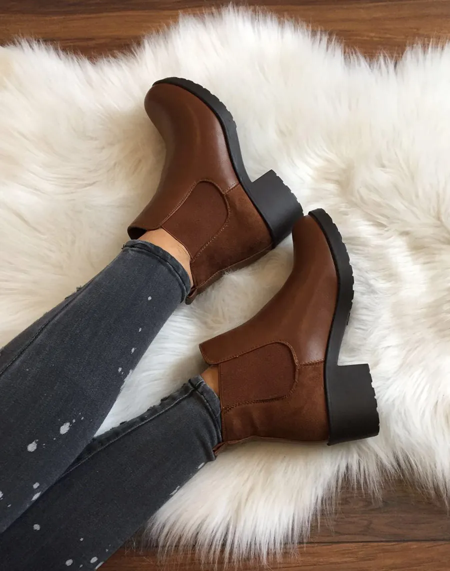 Chelsea boots camel semelles épaisses