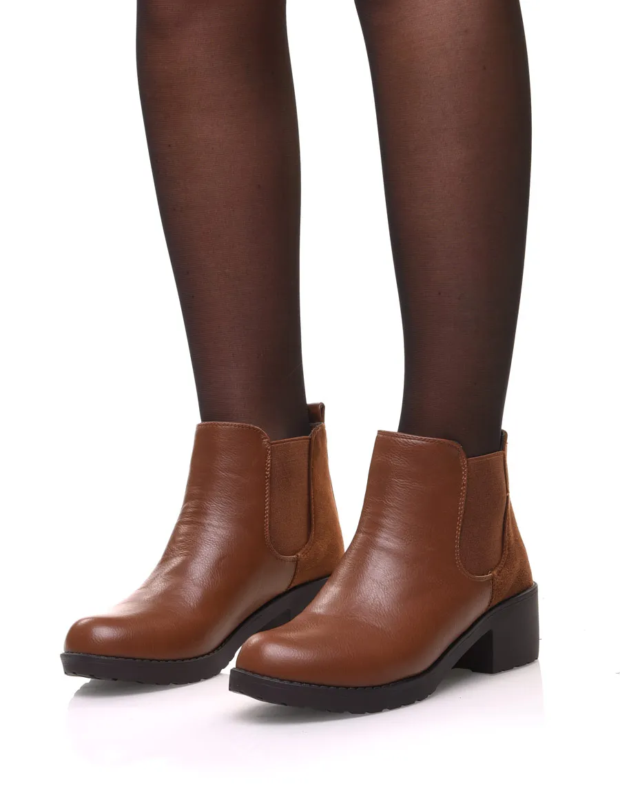 Chelsea boots camel semelles épaisses