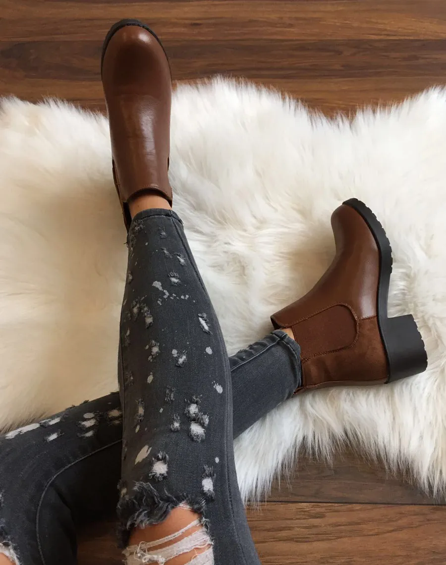 Chelsea boots camel semelles épaisses