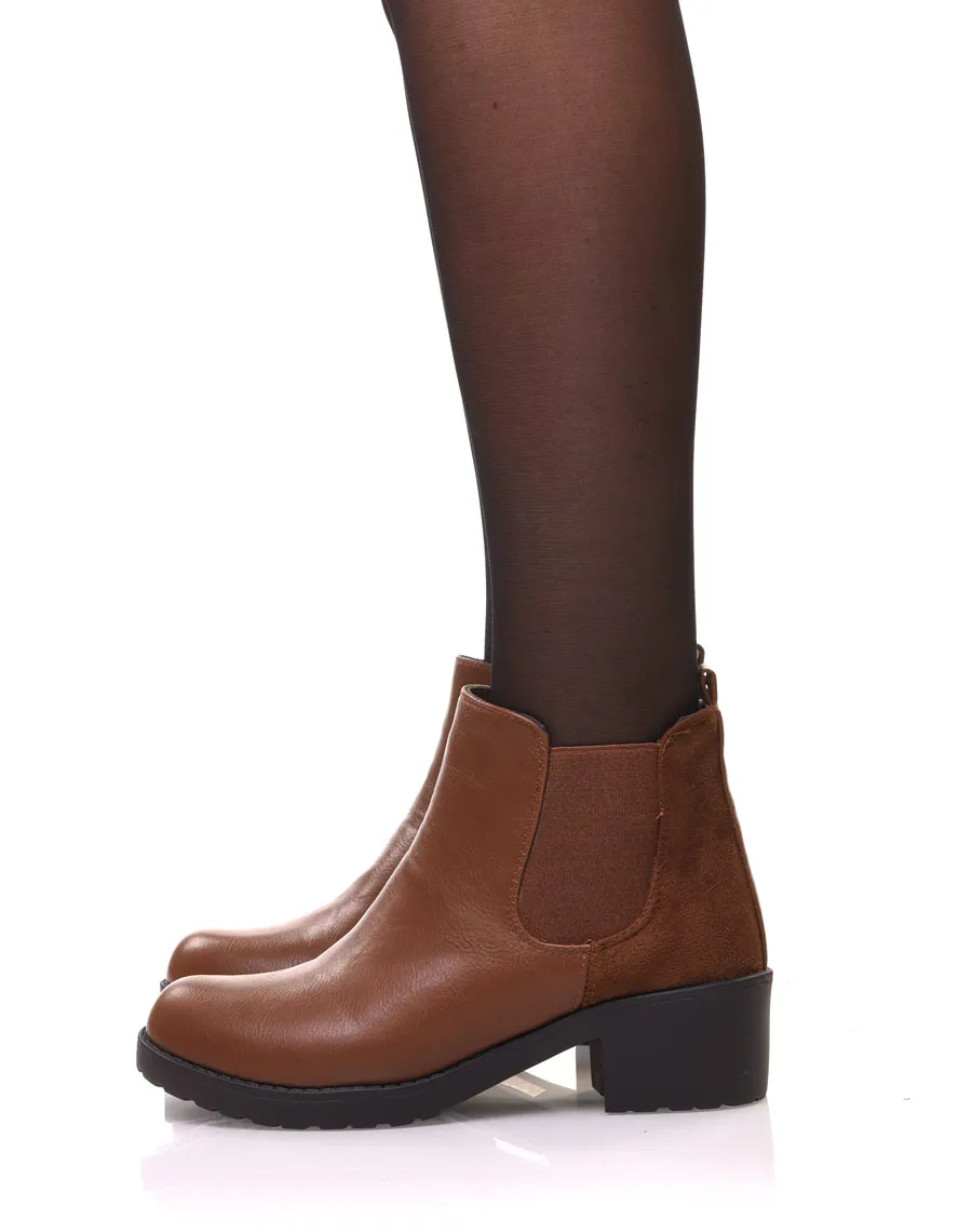 Chelsea boots camel semelles épaisses