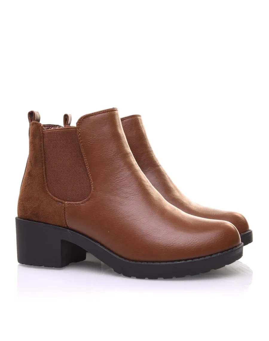 Chelsea boots camel semelles épaisses