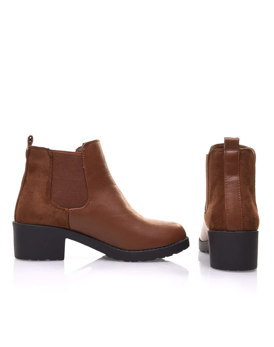 Chelsea boots camel semelles épaisses