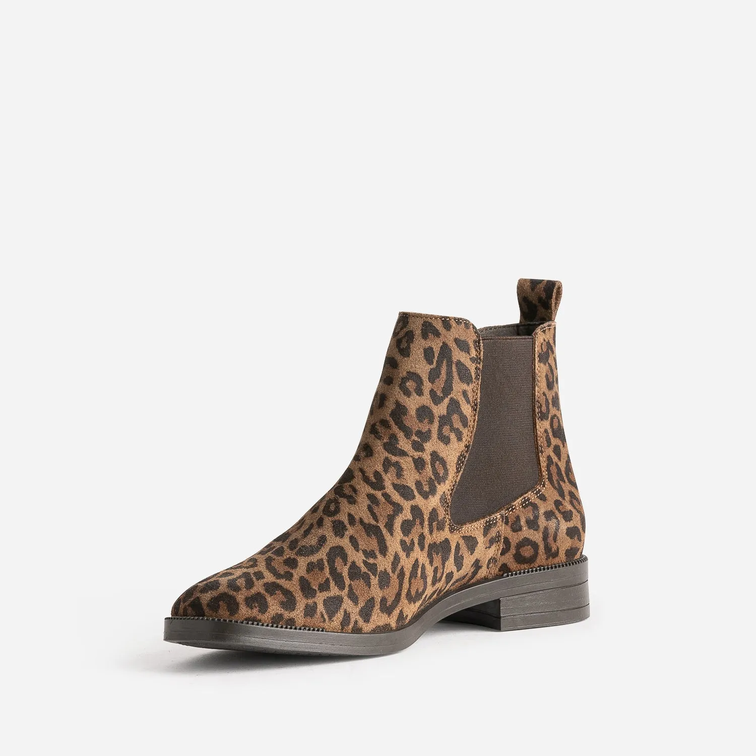 Chelsea boots camel éco-conçu cuir velours à motif léopard - Boots / bottines Femme | ERAM