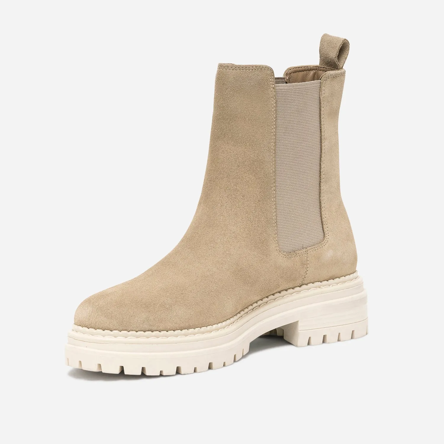 Chelsea boots TEXTO beige en cuir velours cranté - Boots / bottines Femme | ERAM