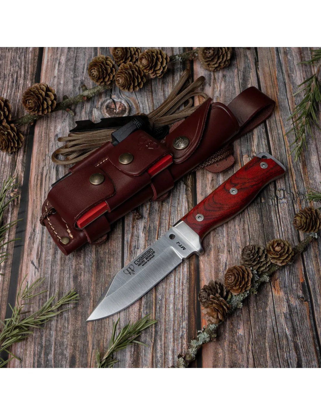 Couteau de survie, manche cocobolo, COMPLET ⚔️ Boutique Épées