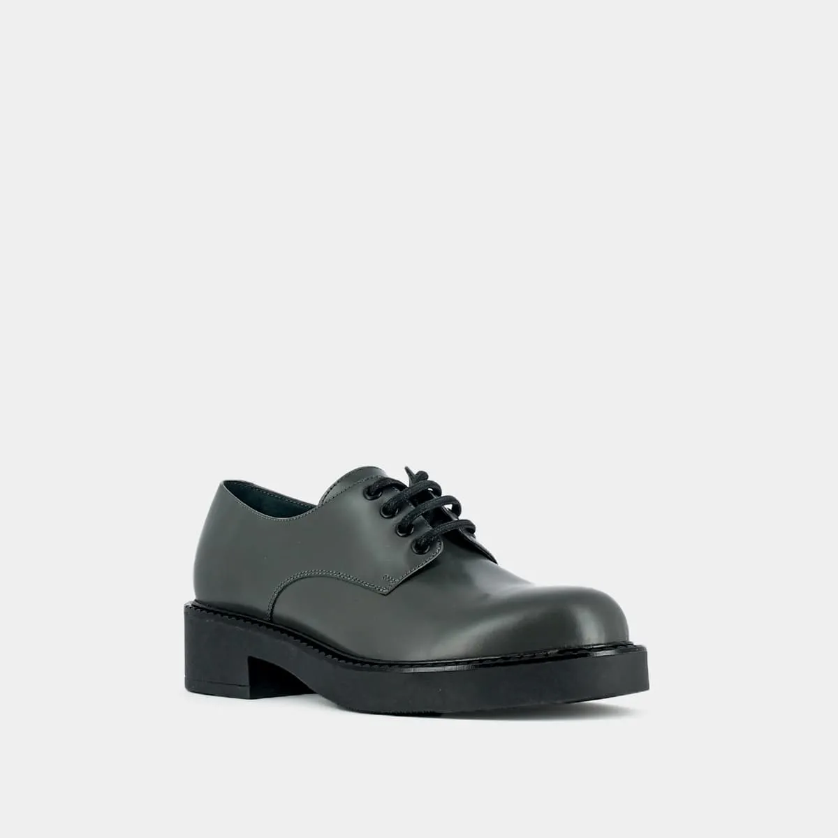 Derbies à lacets et semelles épaisses en cuir glacé anthracite pour Femme | Jonak