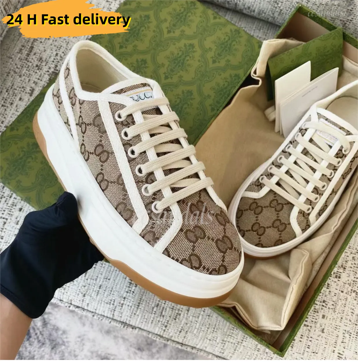 Designer Femmes Chaussures Décontractées Italie Low Cut 1977 High Top Letter LETTRE DE HAUTE QUALITÉ G SAUGE BEIGE BEIGE EBONNE 