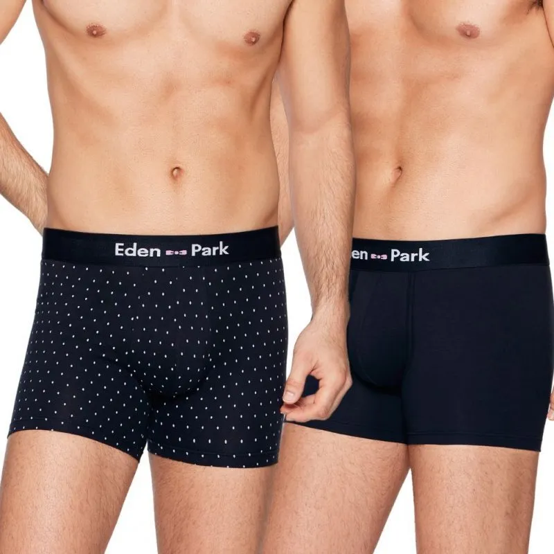 EDEN PARK Lot de 2 Boxers Homme Coton MINIBALLON Marine