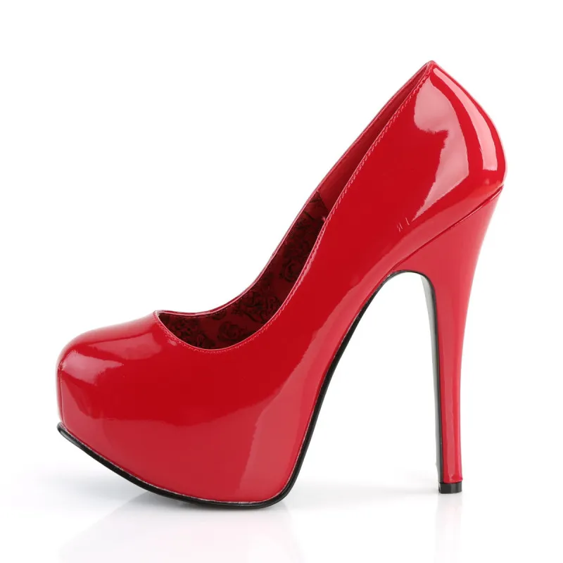 Escarpin plateforme rouge brillant à talon aiguille 15 cm | Teeze