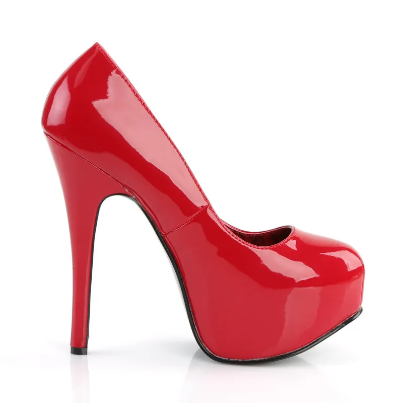 Escarpin plateforme rouge brillant à talon aiguille 15 cm | Teeze