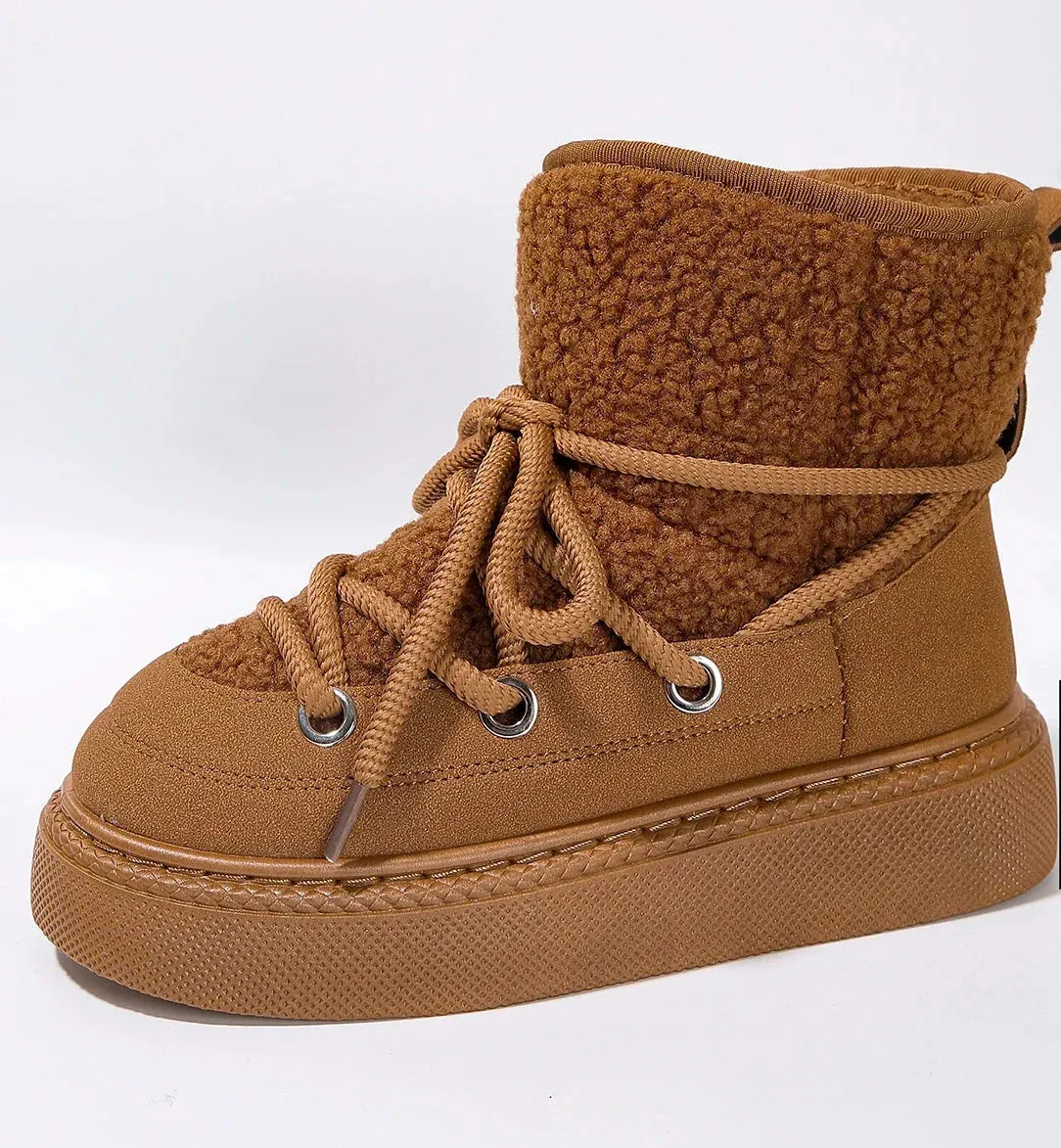 HiverChic - Bottes courtes en laine confortables et antidérapantes