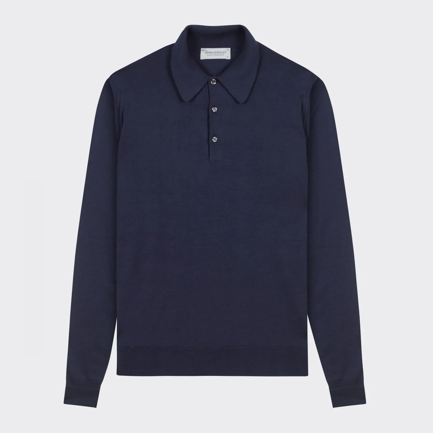 John Smedley : Polo Manches Longues Laine Mérinos : Marine