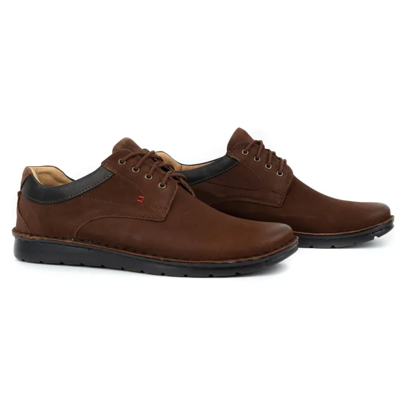 Kampol Chaussures décontractées en cuir pour hommes 13 / CK65 marron brun