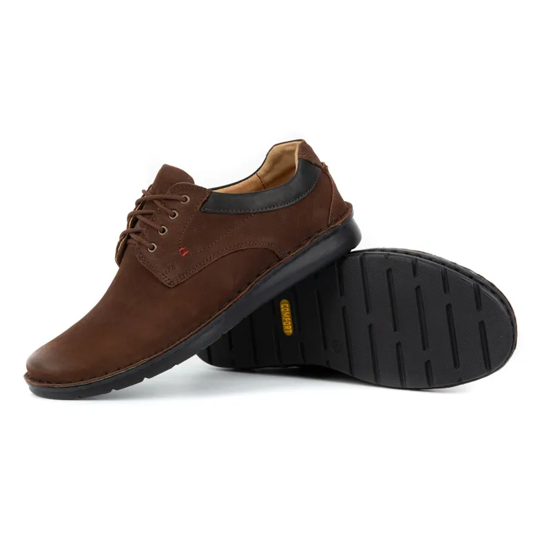 Kampol Chaussures décontractées en cuir pour hommes 13 / CK65 marron brun