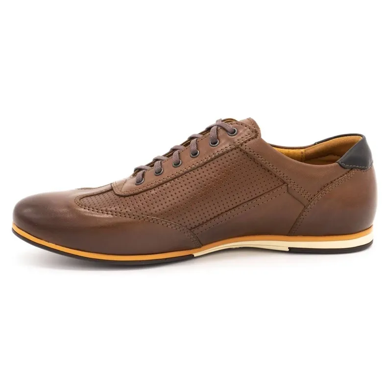 Kampol Chaussures décontractées en cuir pour hommes 64 / C1 marron brun