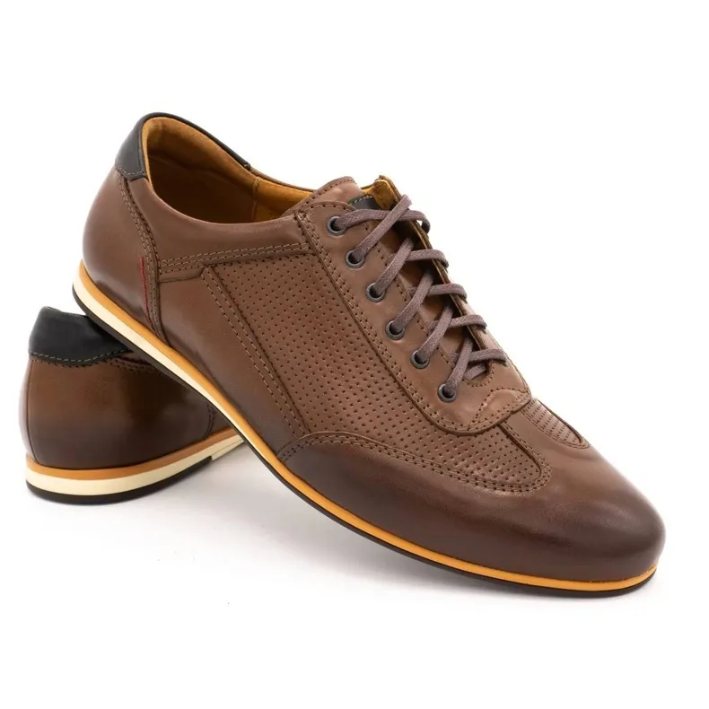 Kampol Chaussures décontractées en cuir pour hommes 64 / C1 marron brun