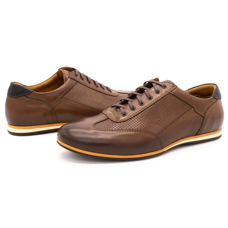 Kampol Chaussures décontractées en cuir pour hommes 64 / C1 marron brun