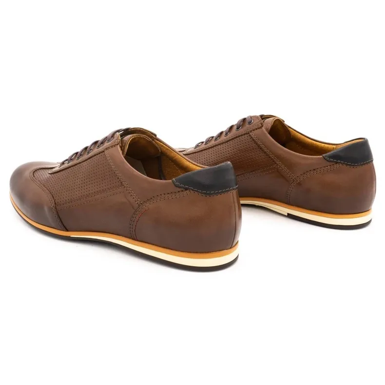 Kampol Chaussures décontractées en cuir pour hommes 64 / C1 marron brun